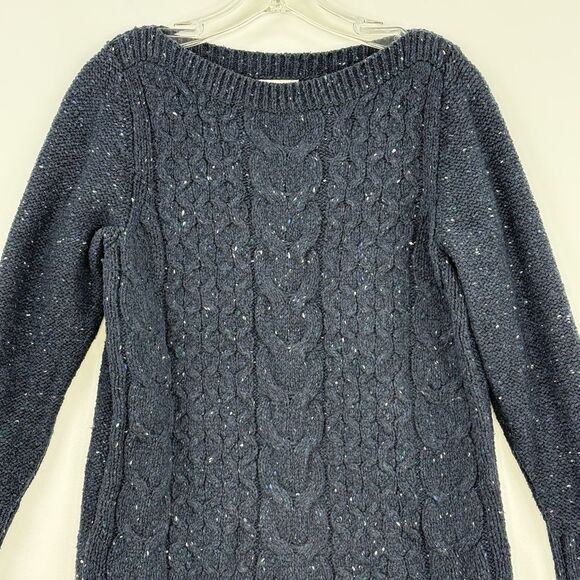 St John's Bay Women's Long Sleeve Cable Knit Sweater Size MP Blue Marble - Picture 15 of 16